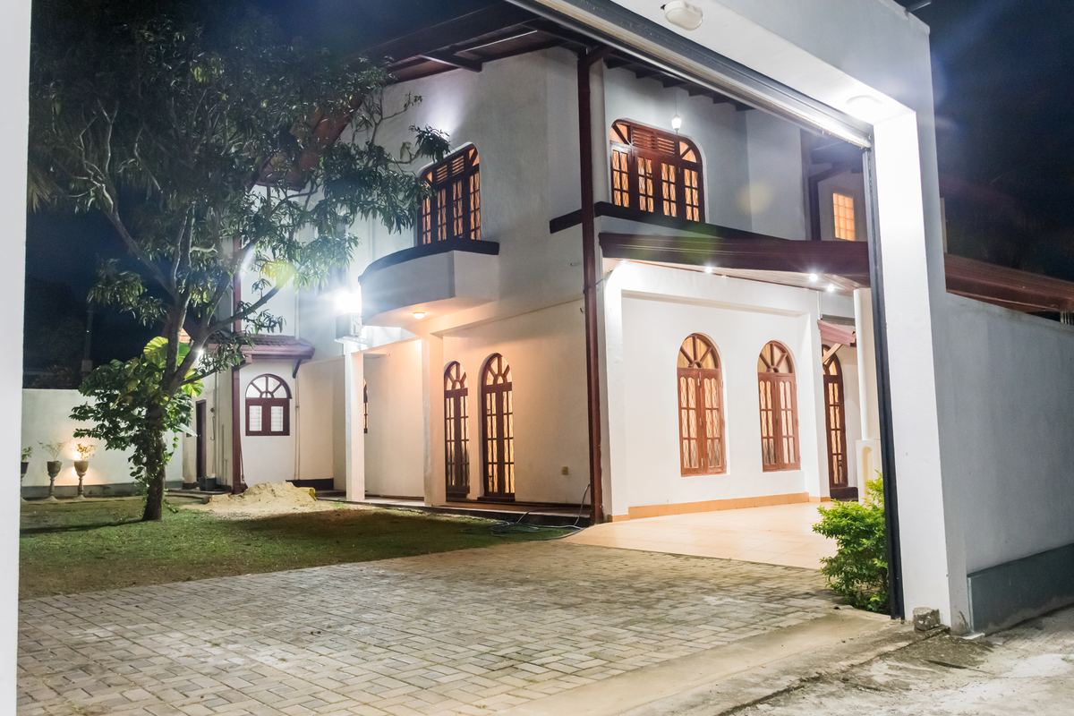 Villa garden at night